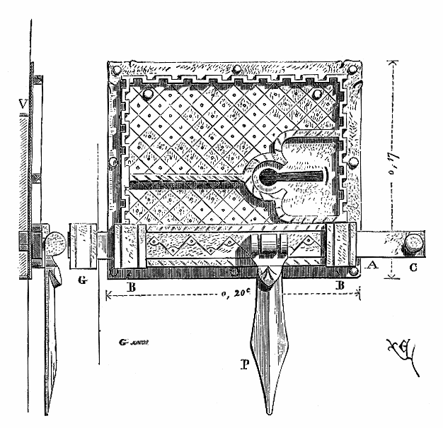 12th-century medieval lock diagram
